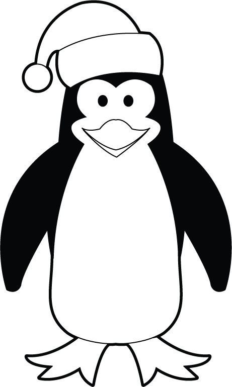461x770 Christmas Penguin Black And White Clipart