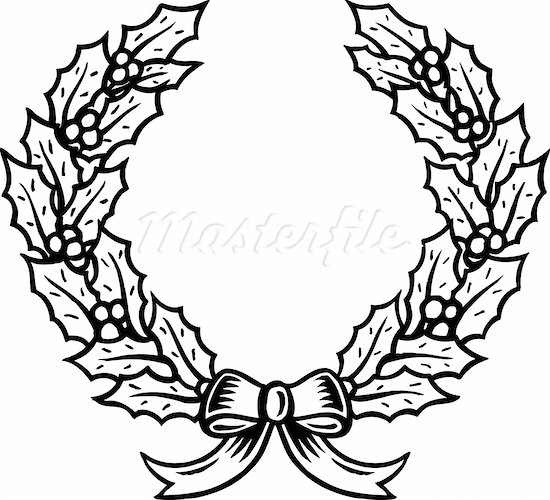 550x500 Christmas Wreath Clip Art Black And White Clipart