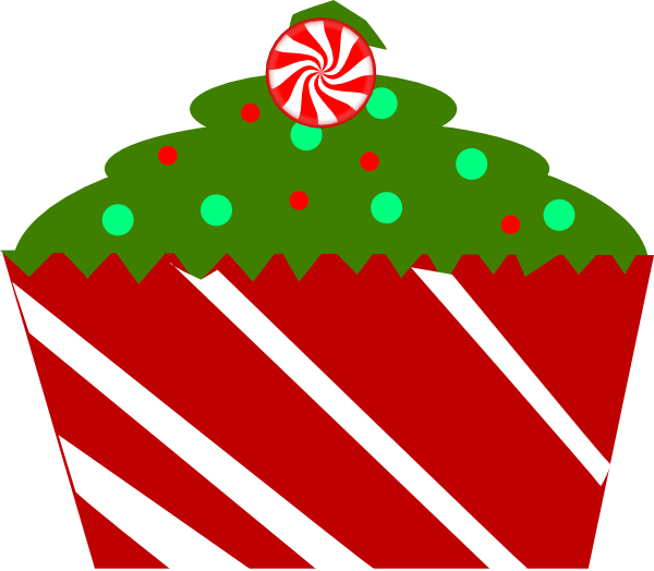 600x524 Christmas Cupcake With Striped Wrapper Clip Art