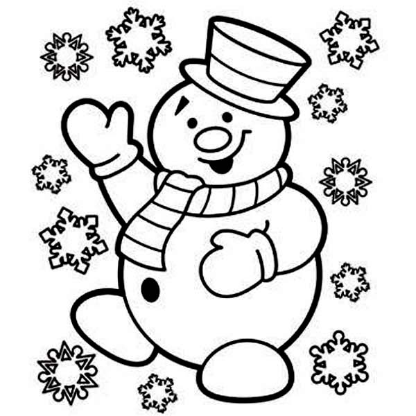 600x600 Mr Snowman Is Very Happy For Christmas Coloring Page