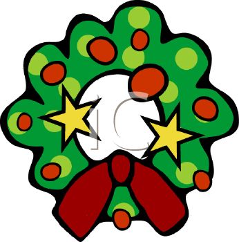 346x350 Picture Of A Cartoon Christmas Wreath With Decorations In A Vector