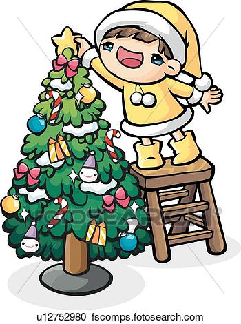 350x470 Stock Illustrations Of Young Girl Decorating A Christmas Tree