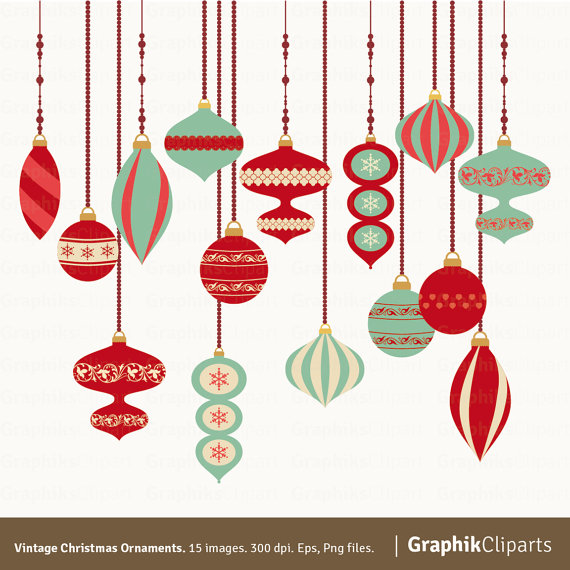 570x570 Vintage Christmas Ornaments Clipart. Christmas By Graphikcliparts