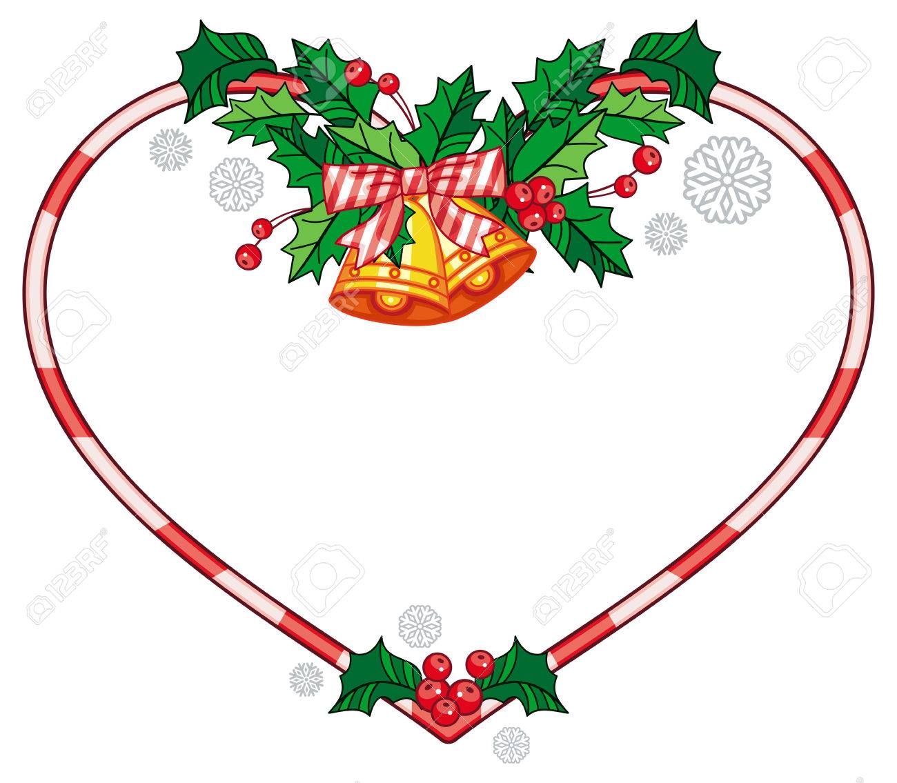 1300x1135 Heart Shaped Frame With Christmas Decorations. Holiday Design