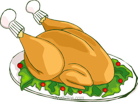 480x357 Christmas Turkey Dinner Royalty Free Vector Clip Art Illustration
