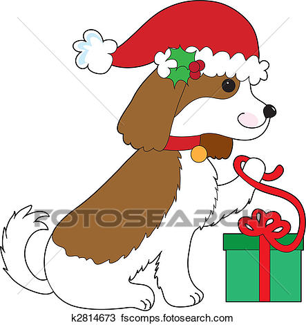 443x470 Drawing Of Dog Christmas Present K2814673