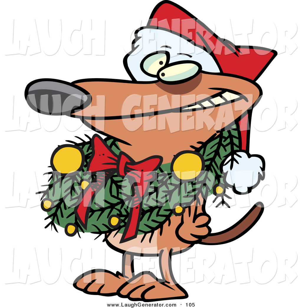 1024x1044 Humorous Clip Art Of A Brown Dog Wearing A Santa Hat And Grinning
