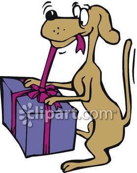 278x350 A Dog Opening A Christmas Present