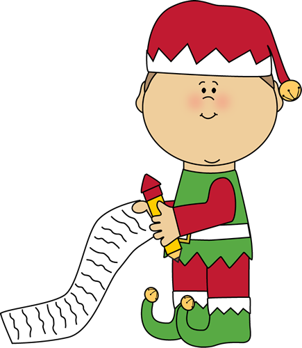 435x500 Elf With A Christmas List Clip Art