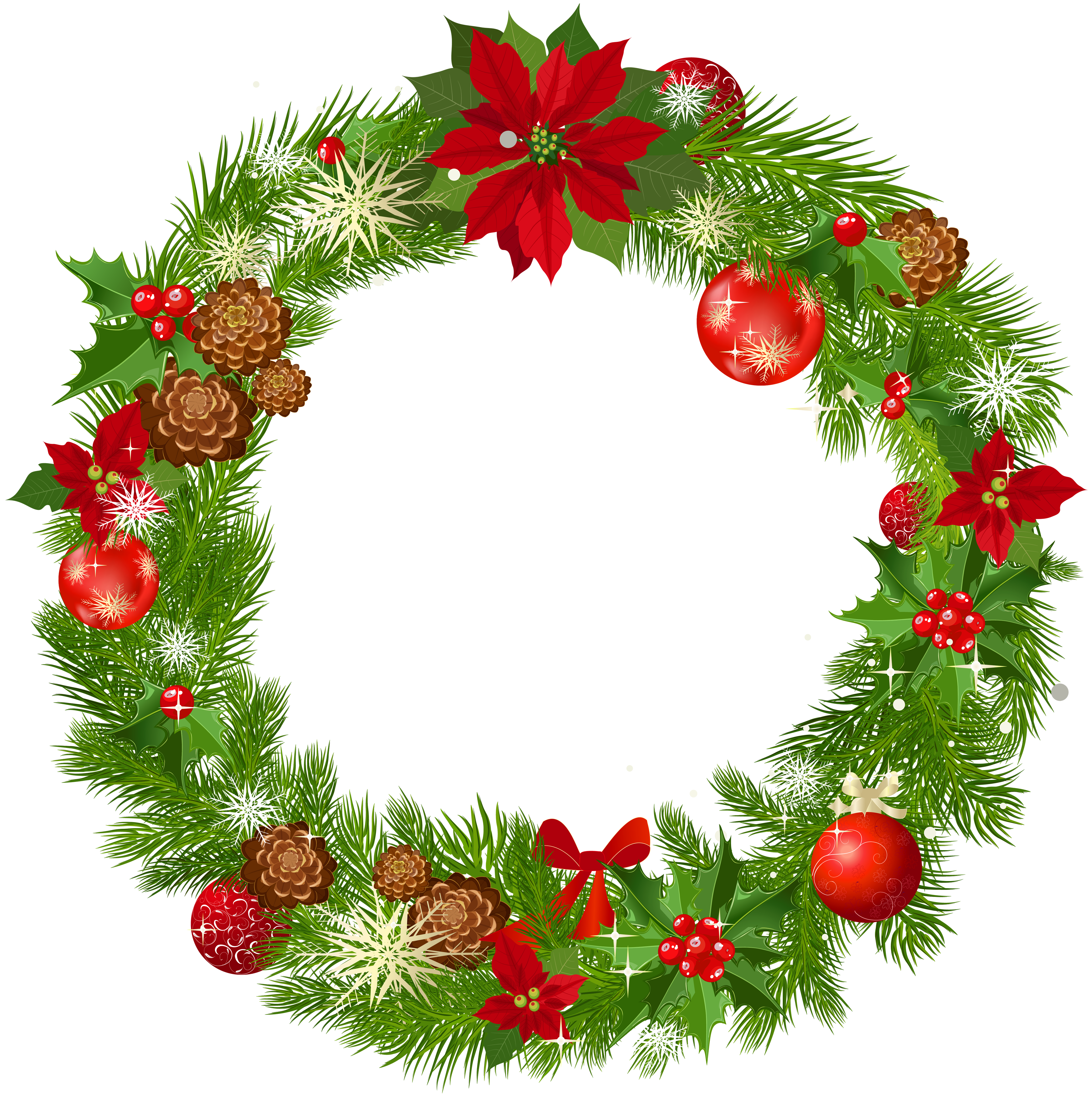 3500x3524 Wreath Clipart Vintage Christmas Wreath