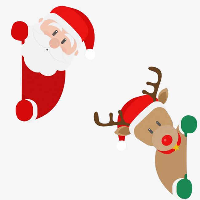 650x651 Cartoon Christmas Santa And Deer, Cartoon, Hand Painted, Christmas
