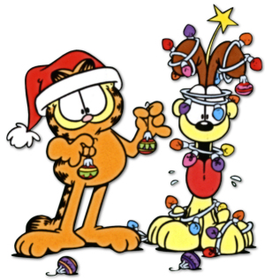 300x317 Christmas Santa Garfield Odie S Cartoon, Christmas Cartoons
