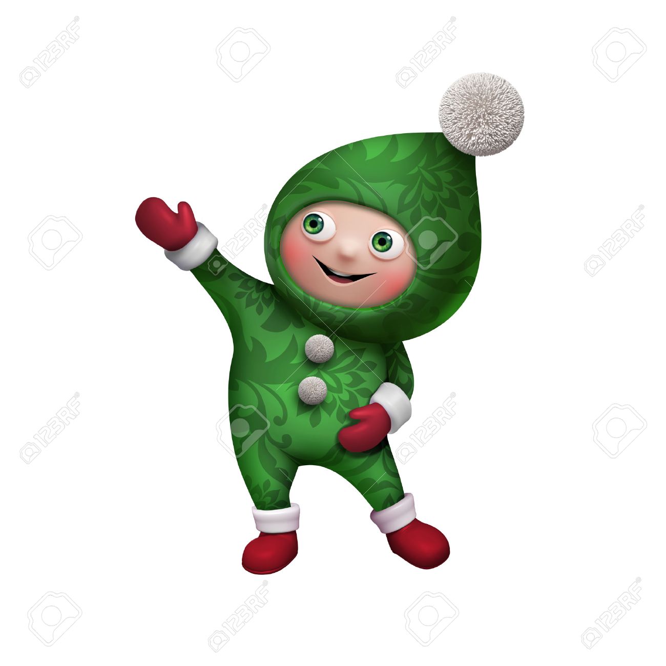 1300x1300 Christmas Elf Cartoon Character Clip Art Isolated Stock Photo
