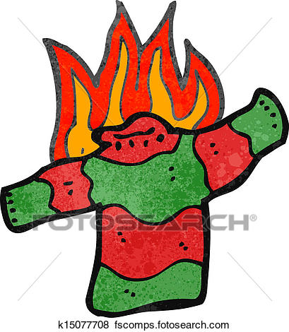 409x470 Clip Art Of Retro Cartoon Burning Christmas Jumper K15077708