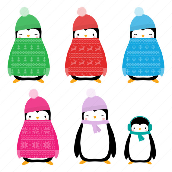 570x570 Christmas Jumper Penguin Clipart Christmas Penguin Digital