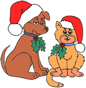 298x304 Christmas Dog And Cat Clip Art