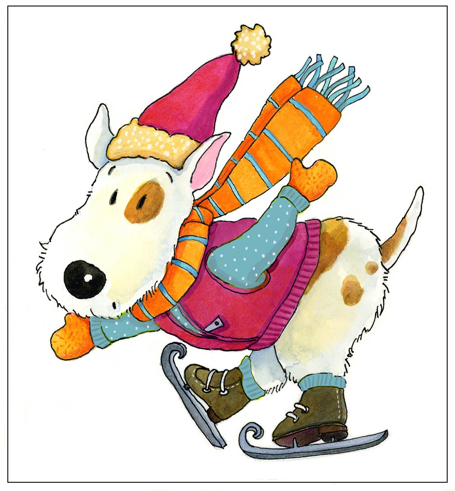 1483x1600 Ice Skating Dog Deb Melmon Days Of Yore Winter