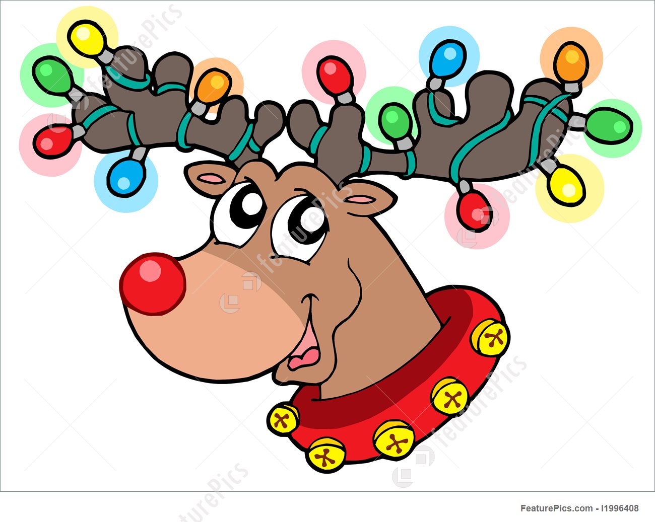 1300x1037 Cute Reindeer In Christmas Lights Illustration