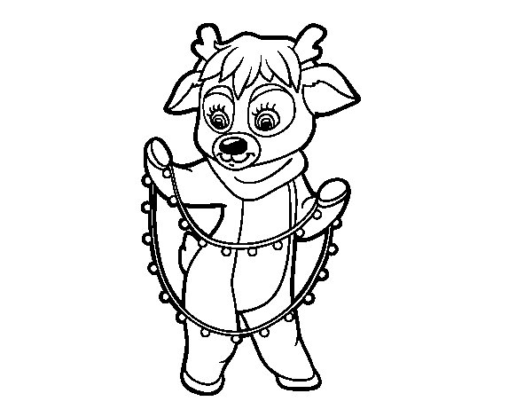600x470 Reindeer With Christmas Lights Coloring Page