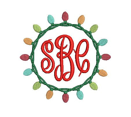 452x402 Christmas Light Wreath Frame Design File For Embroidery Machine