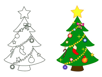 400x300 Christmas Tree With Lights Clip Art