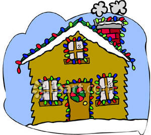 300x268 Clip Art House With Xmas Lights Clipart