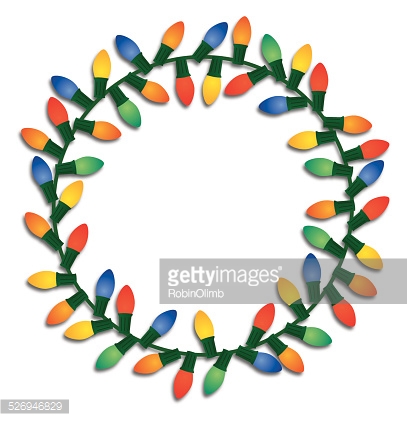 407x421 Christmas Lights Clipart Wreath