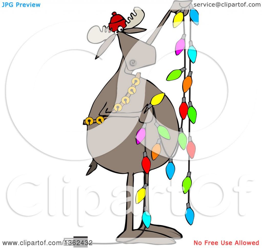 1024x971 Christmas ~ Clipart Of Cartoon Festive Moose Hanging Christmas