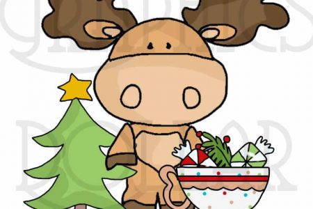 450x300 Cute Christmas Moose Clip Art