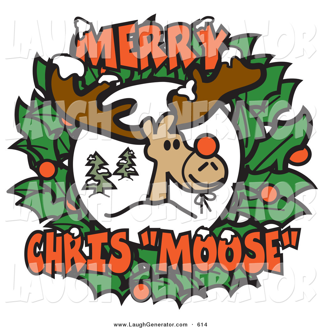 1024x1044 Humorous Clip Art Of A Smiling Reindeer With A Red Nose Tied On