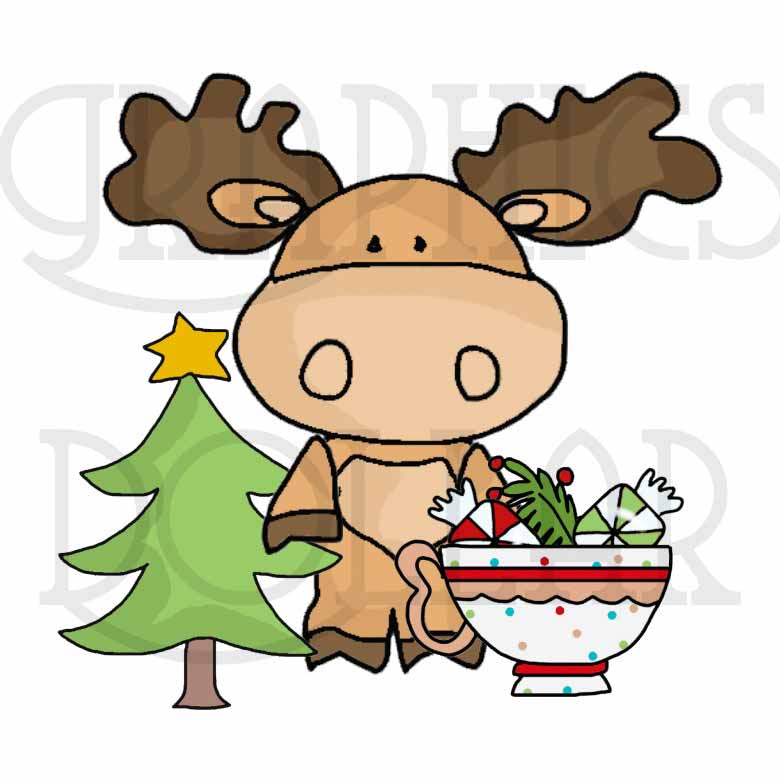 780x780 Moose Clipart Cute Christmas