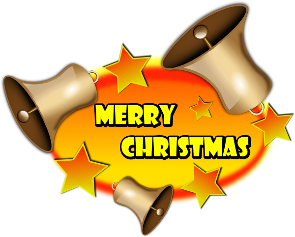 600x482 Merry Christmas Bell Banner Clip Art