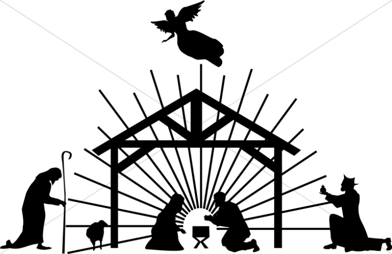 776x503 Black And White Nativity Scene Clipart