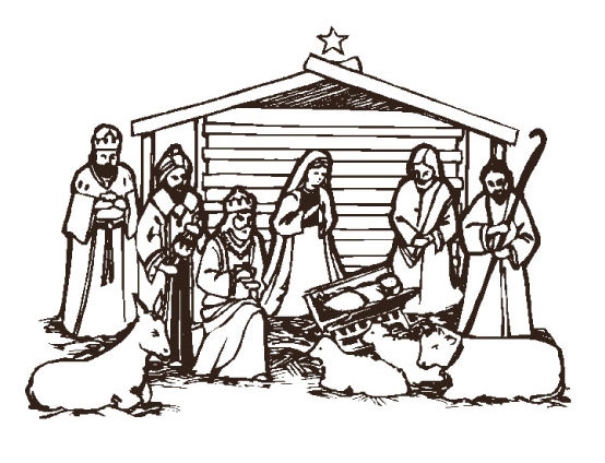 554x424 Nativity Clipart Black And White