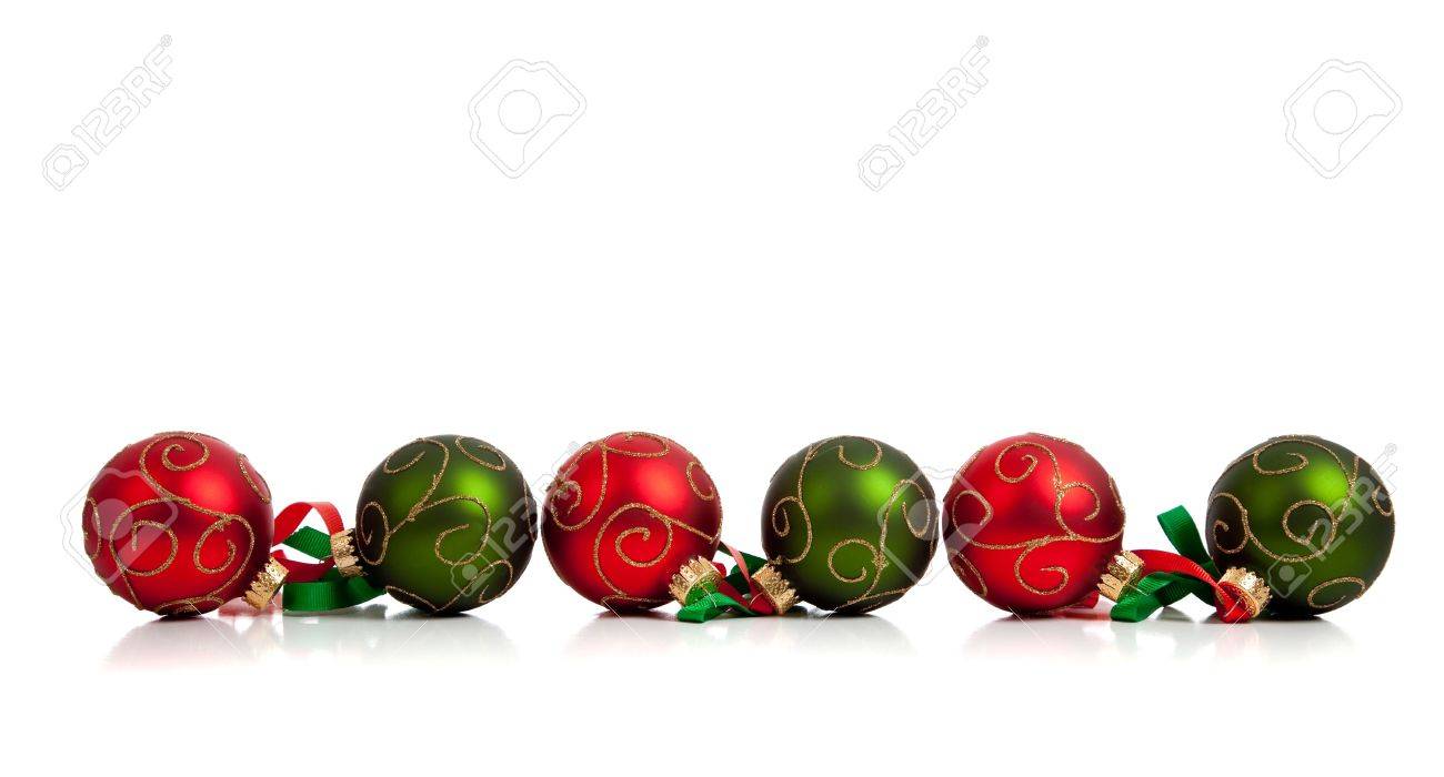 1300x700 A Christmas Ornament Border With Red And Green Glittered Baubles