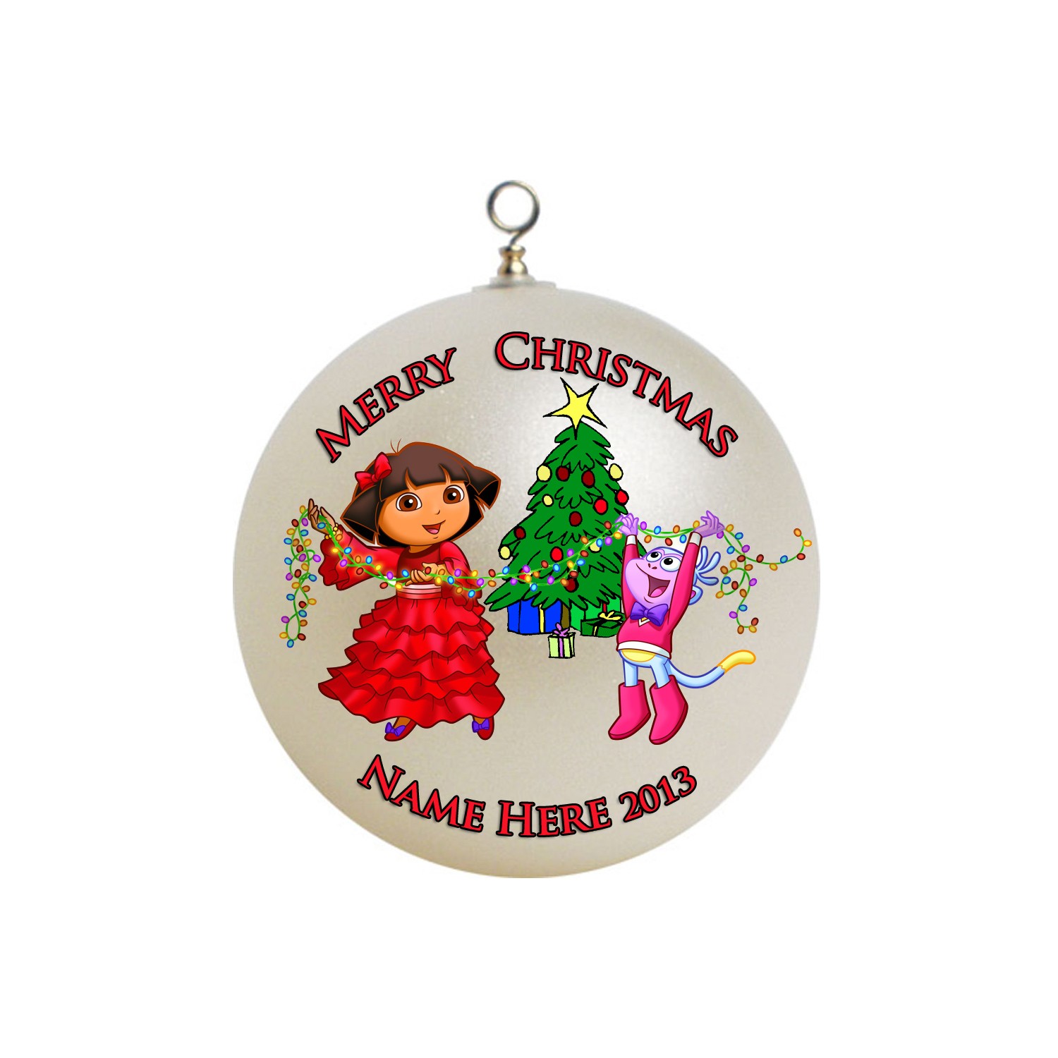 1500x1500 Personalized Dora The Explorer Christmas Ornament