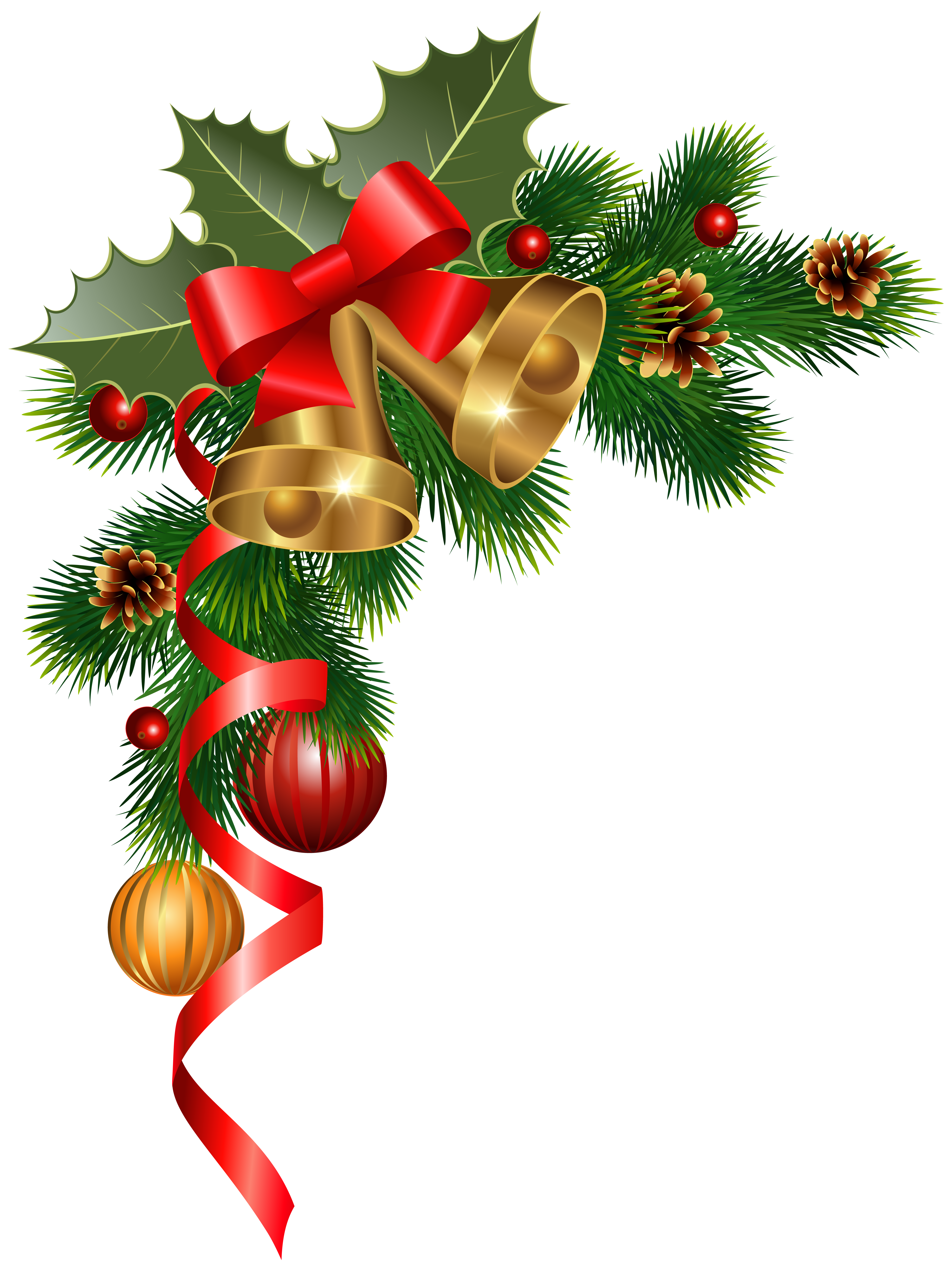 4613x6160 Christmas Ornaments Clipart Corner Border