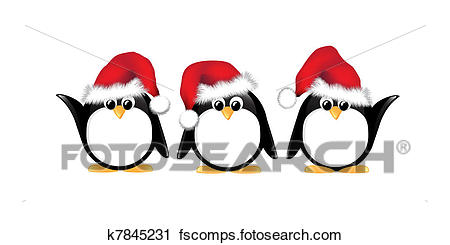 450x245 Clipart Of Christmas Penguins Isolated K7845231