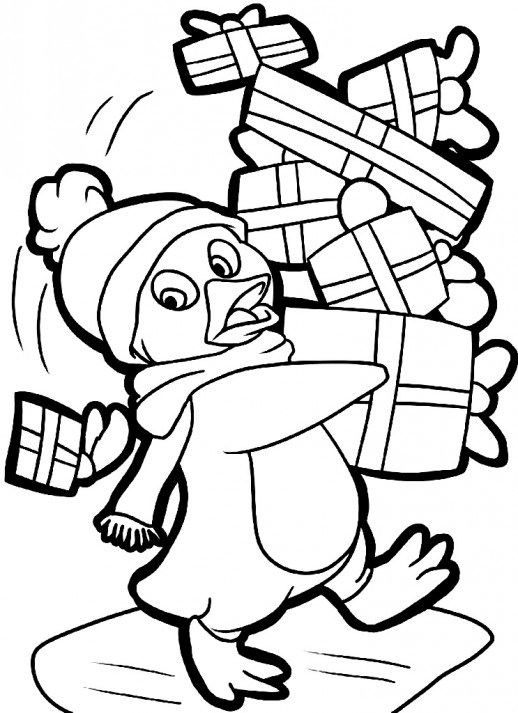 518x713 Penguin Coloring Pages Christmas Cute Penguin On Christmas