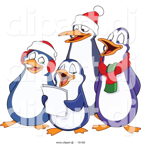 564x575 Clipart Of Christmas Cartoon Penguins