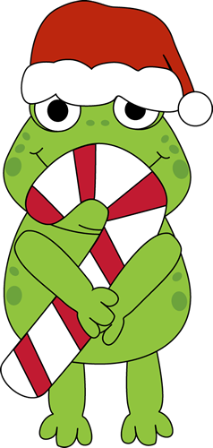 238x500 Christmas Frog With Candy Cane Clip Art Clip Art