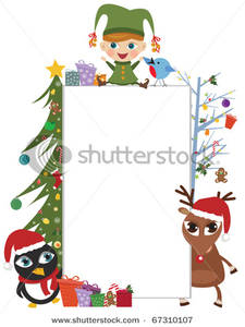 225x300 Frame With An Elf, Rudolph, And A Penguin With A Christmas Tree