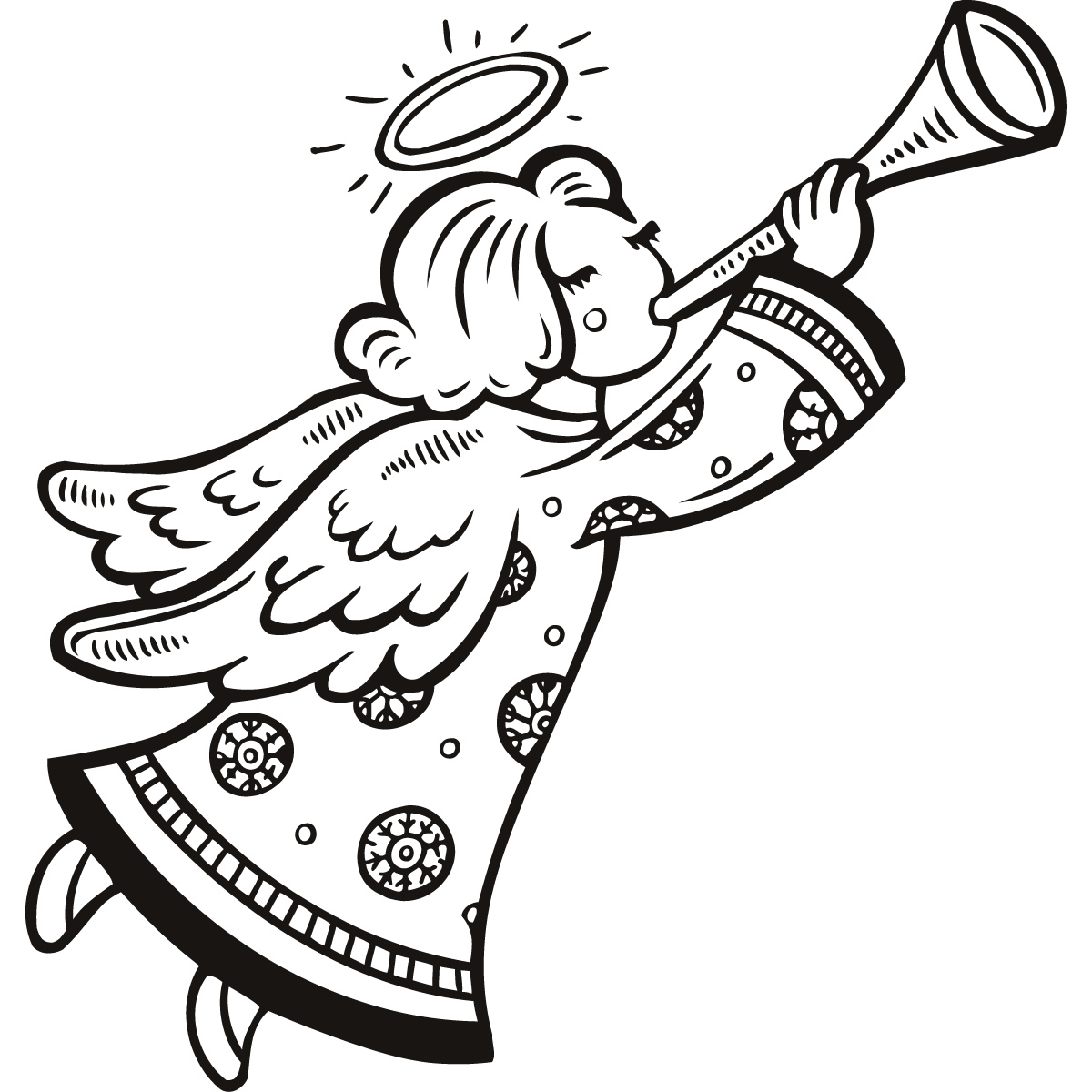 1200x1200 Angels Black And White Clipart
