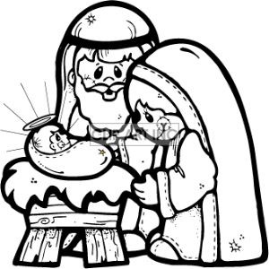 300x300 Black And White Christmas Clipart Nativity