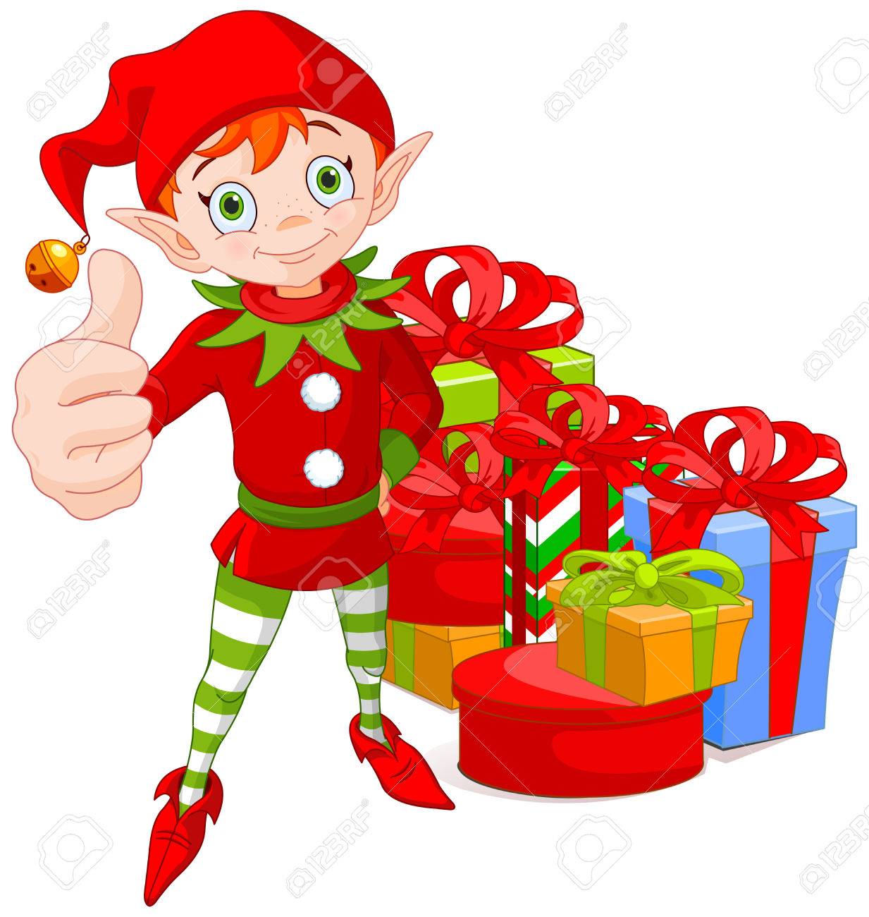 1233x1300 Illustration Of Cute Christmas Elf Doing A Thumb Up And Group