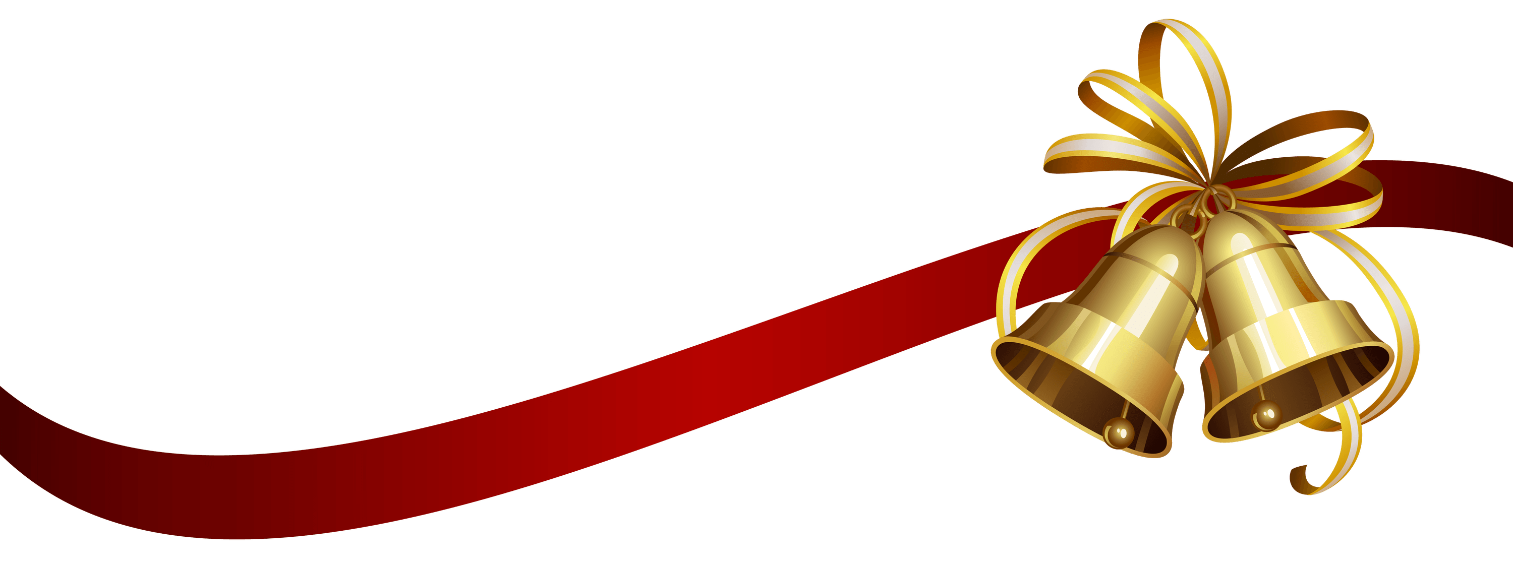 3000x1125 Christmas Ribbon And Bells Transparent Png