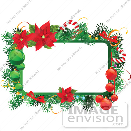 450x450 Clip Art Illustration Of A Blank Xmas Sign Trimmed In Boughs