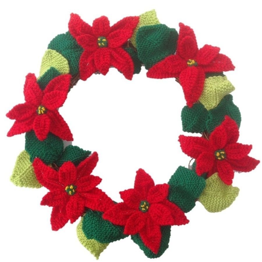 900x900 Poinsettia Christmas Wreath