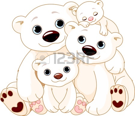 450x386 Christmas Polar Bear Family On Ice Floe Royalty Free Cliparts