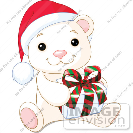 450x450 Clip Art Illustration Of A Cute Baby Polar Bear Wearing A Santa